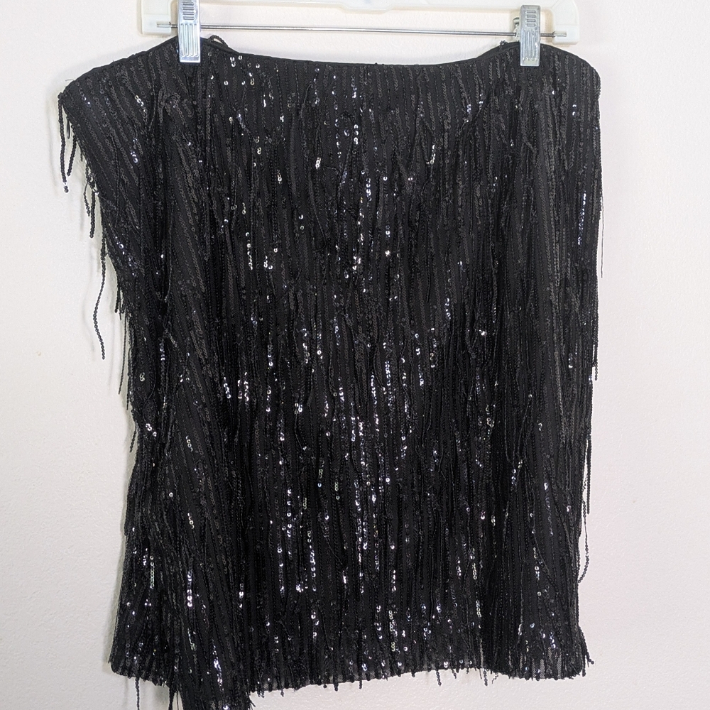 LOFT Fringe Sequin Mini Skirt - Picture 2 of 7